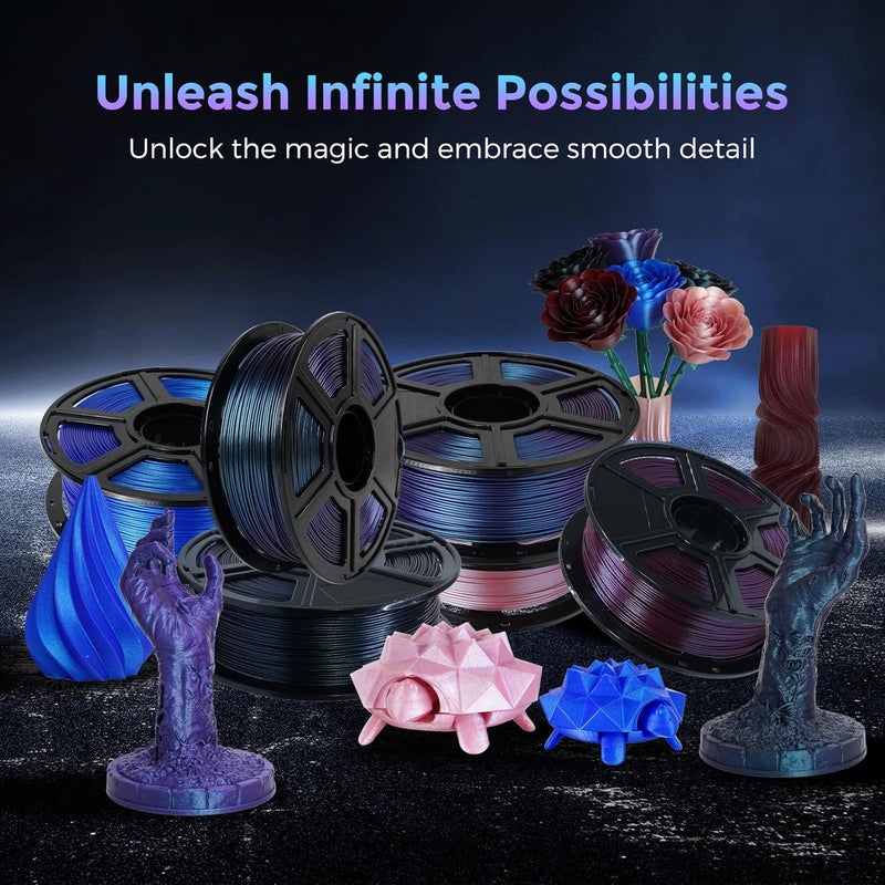 FLASHFORGE PLA Filament 1.75mm +/- 0.02mm Upgraded Nebula Purple, Color Changeable 3D Printer Filament 1kg, Chameleon 3D Printing Filament Changing Colors with Light, Perfectly Conceals Layer Lines - Image 3